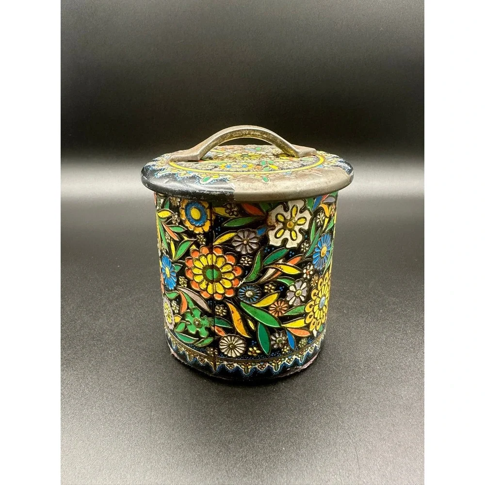 Vintage Daher Floral Metal Canisters Set of 3 Made in Holland Mid Century Tins